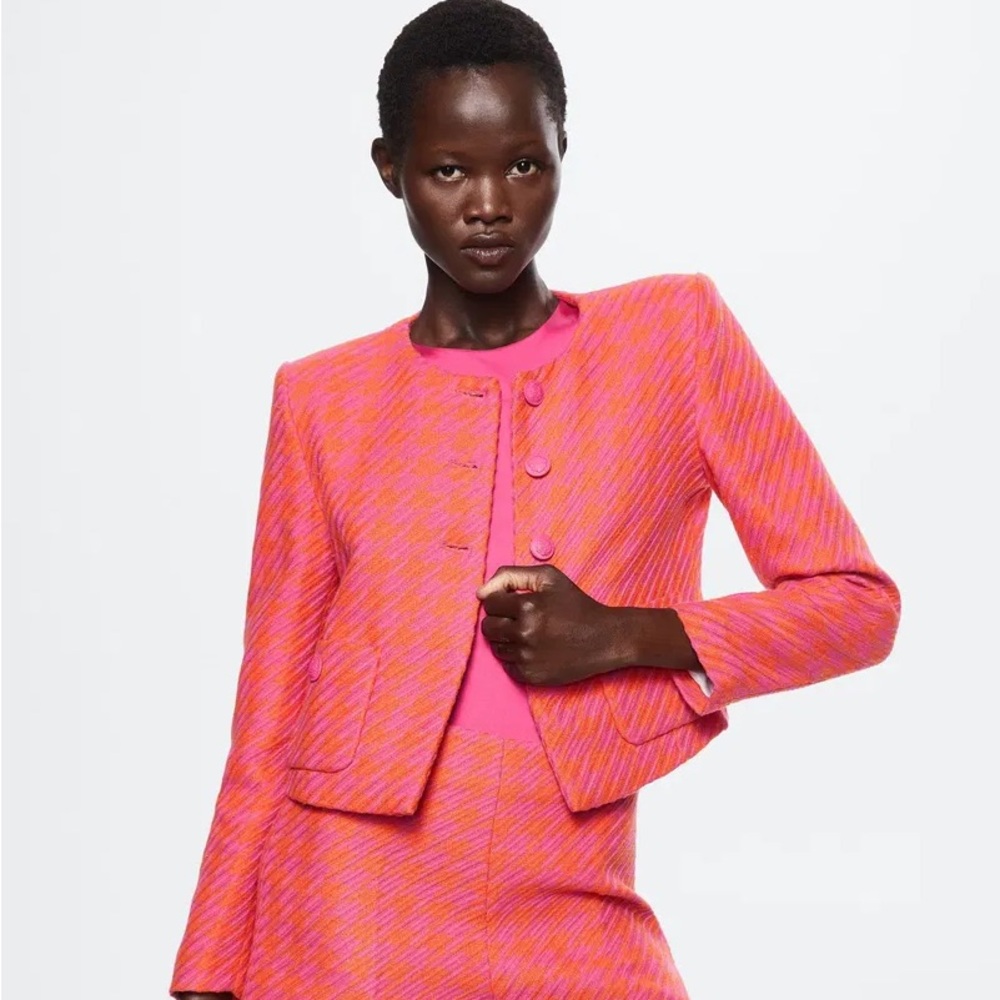 MANGO Crop Tweed Jacket